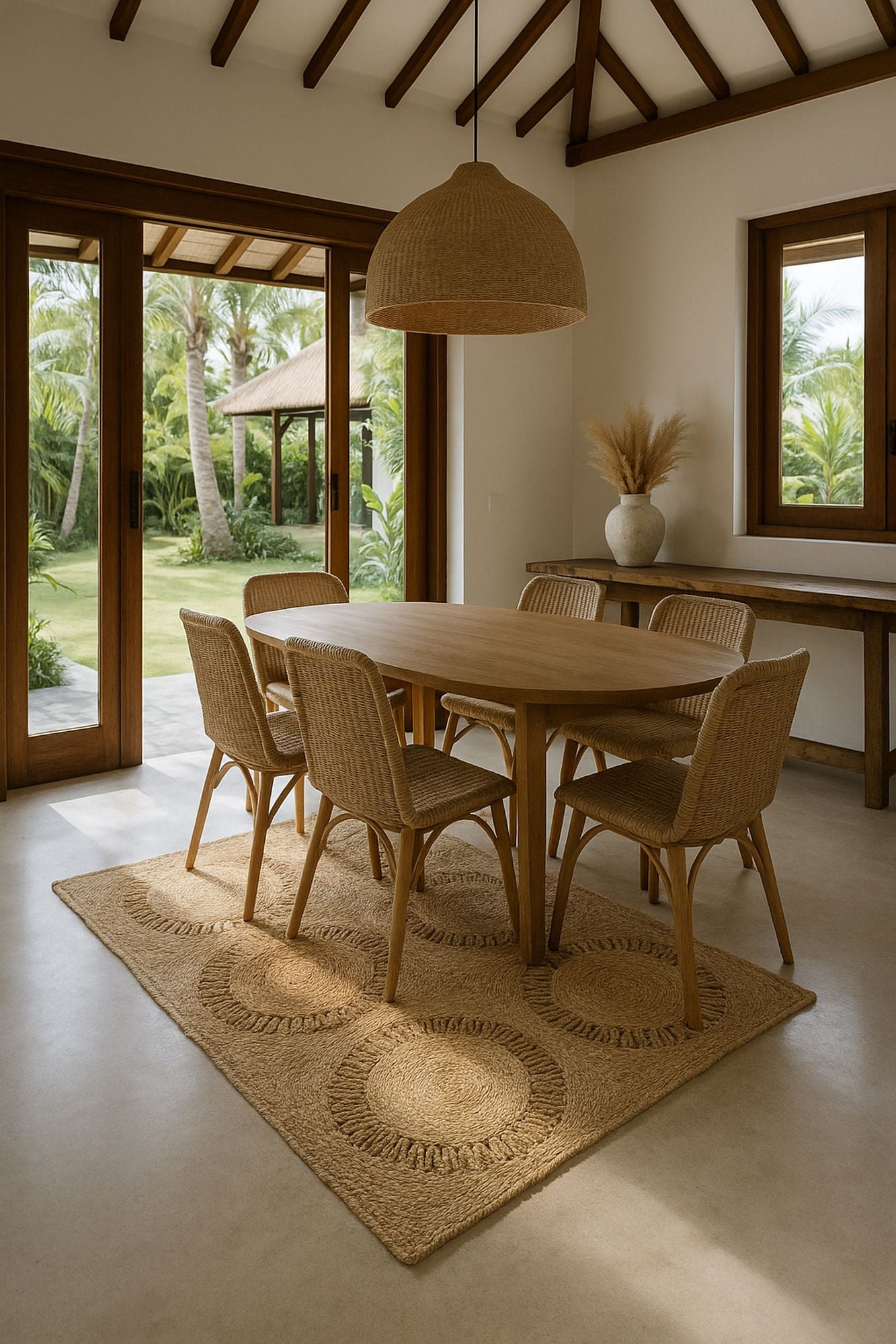 Rectangular Jerico Rug - Hand-Woven Natural Jute