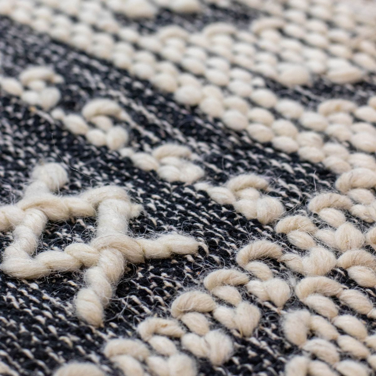 Tokat - Tapis - Coton/Laine - Noir/Gris