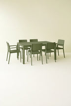 Patio - Ensemble Table + 2 Fauteuils + 4 Chaises - Polypropylene - Vert