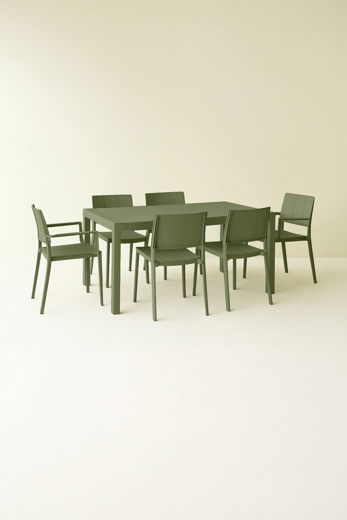 Patio - Ensemble Table + 2 Fauteuils + 4 Chaises - Polypropylene - Vert