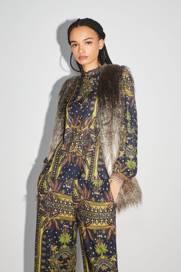 The Morris Faux Fur Tie And Dye Sleeveless Jacket