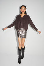 Minifalda con efecto de cuero metalizado en gris Stella de The Stella