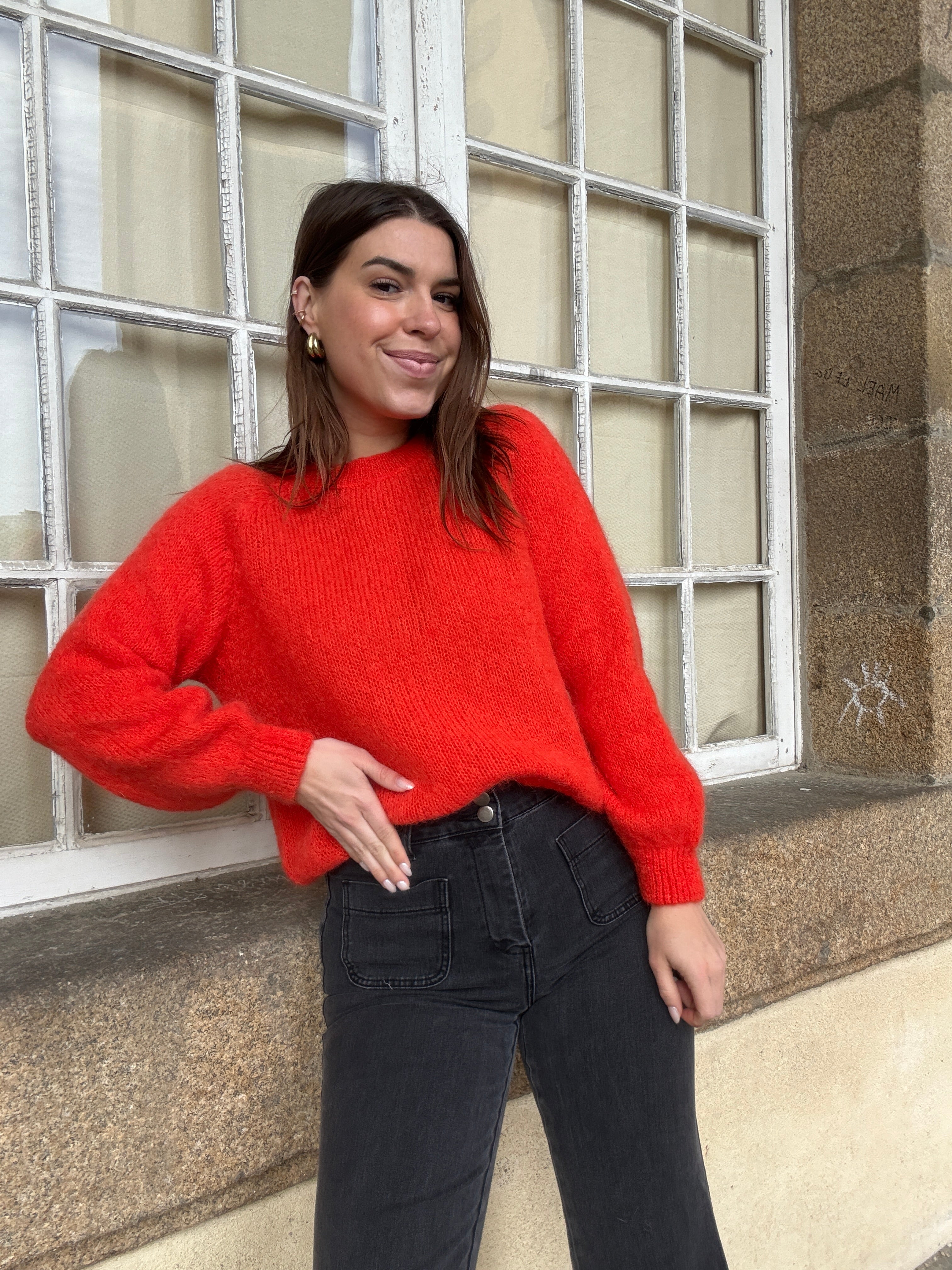 Pull Anna rouge orangé