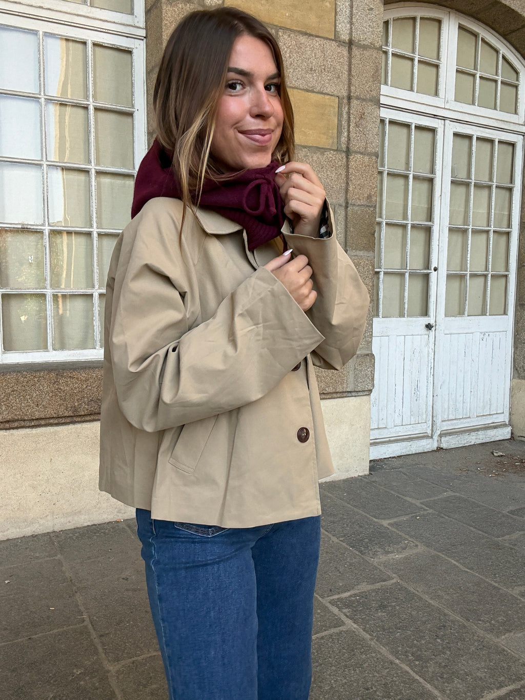 Burgundy wool and cashmere balaclava