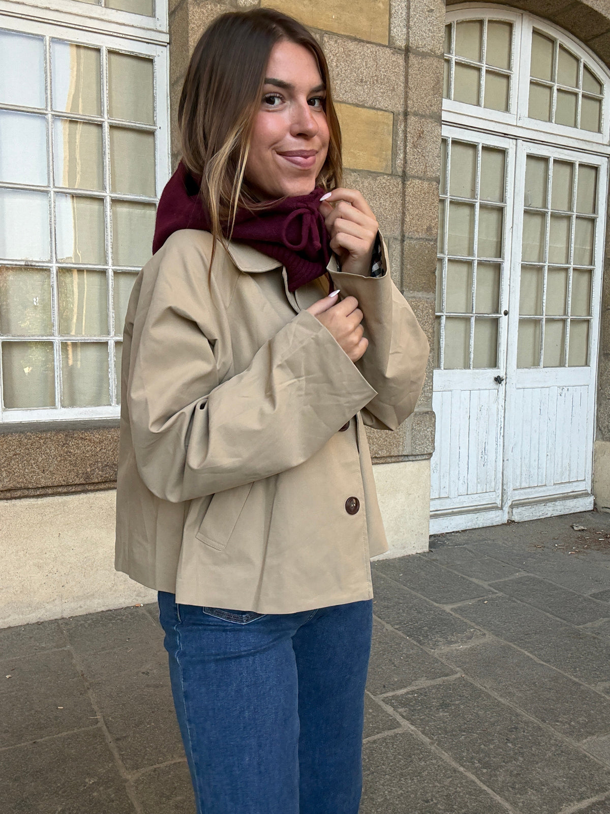 Burgundy wool and cashmere balaclava