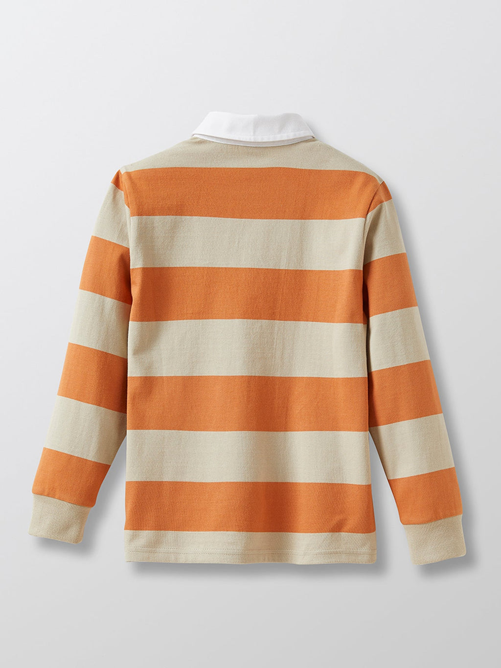 Pull Rugby Rayé - Orange Moyen Grise - Garçon
