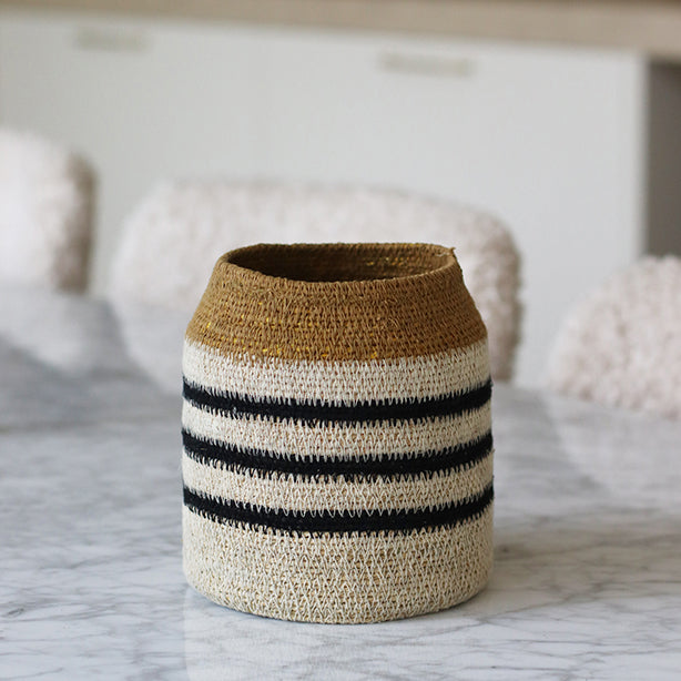 Kasba - Pot - Jonc De Mer - Noir/Safran/Naturel