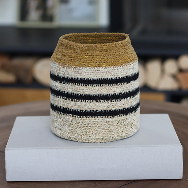 Kasba - Pot - Jonc De Mer - Noir/Safran/Naturel