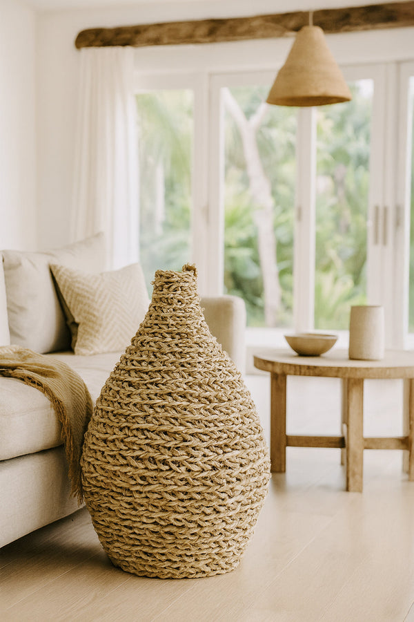 Tarro decorativo de abacá - D 42 H 55 cm