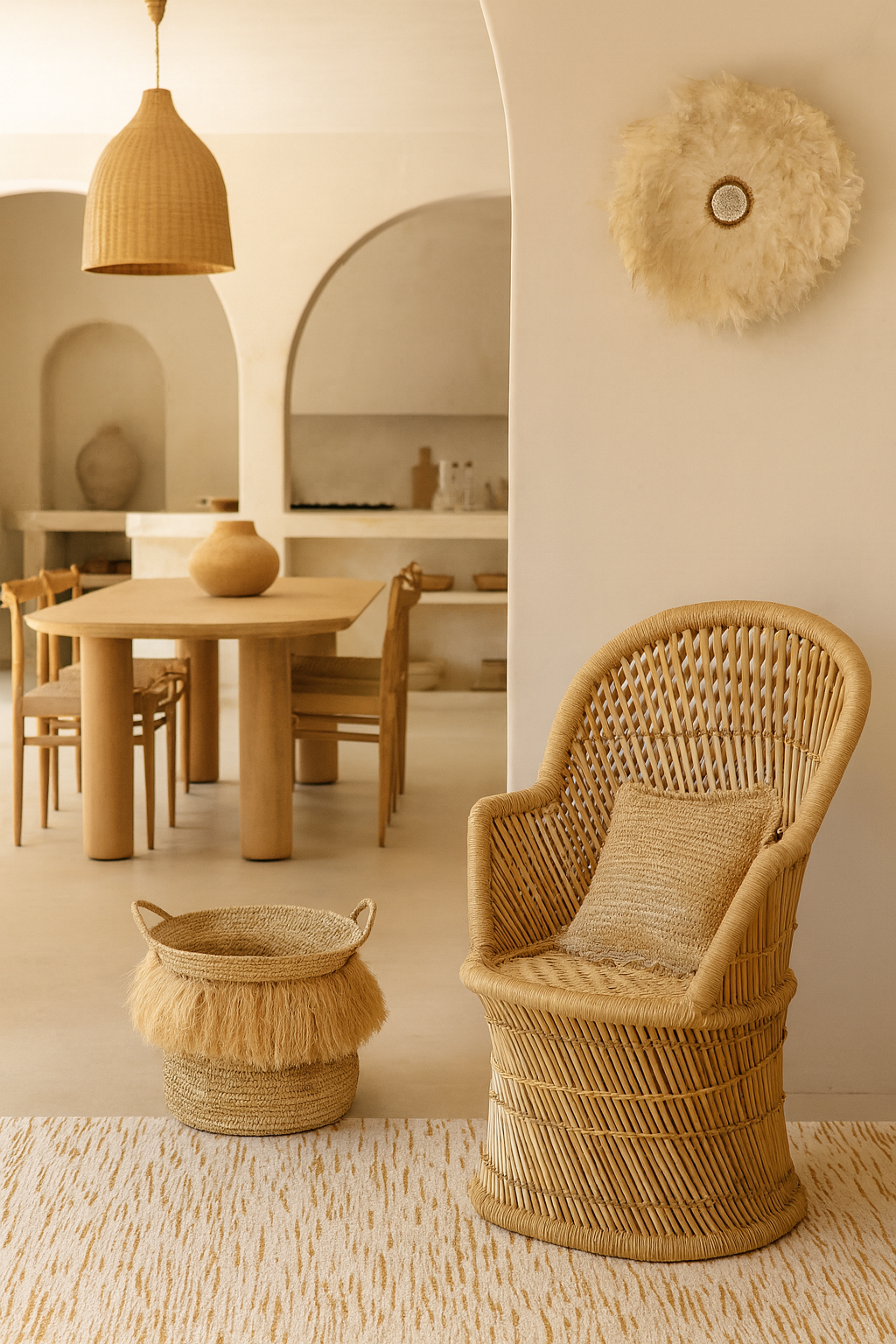Luys - Panier À Franges - Raphia - Naturel