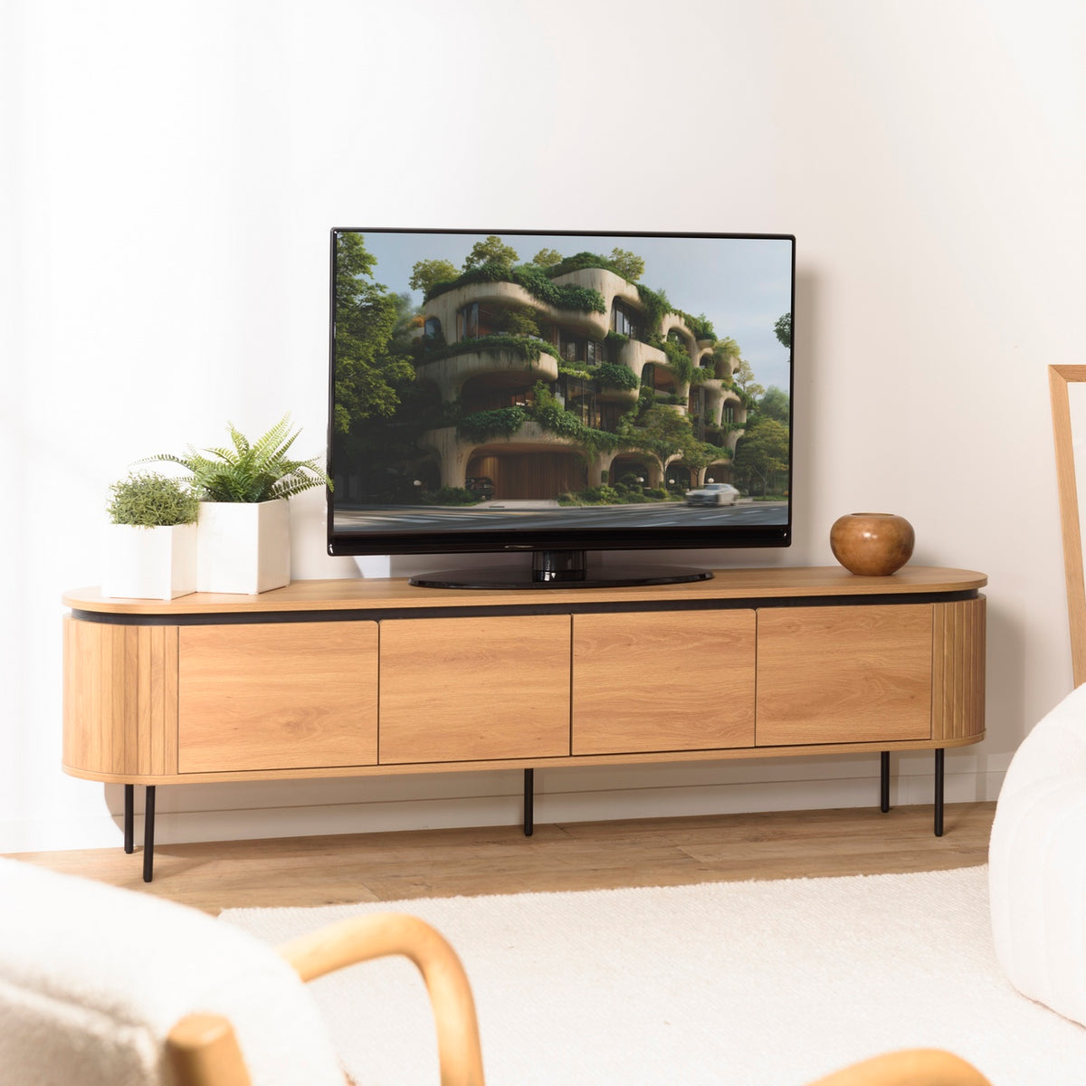 Ethan - Tv-møbel - Sort/Lys Eg