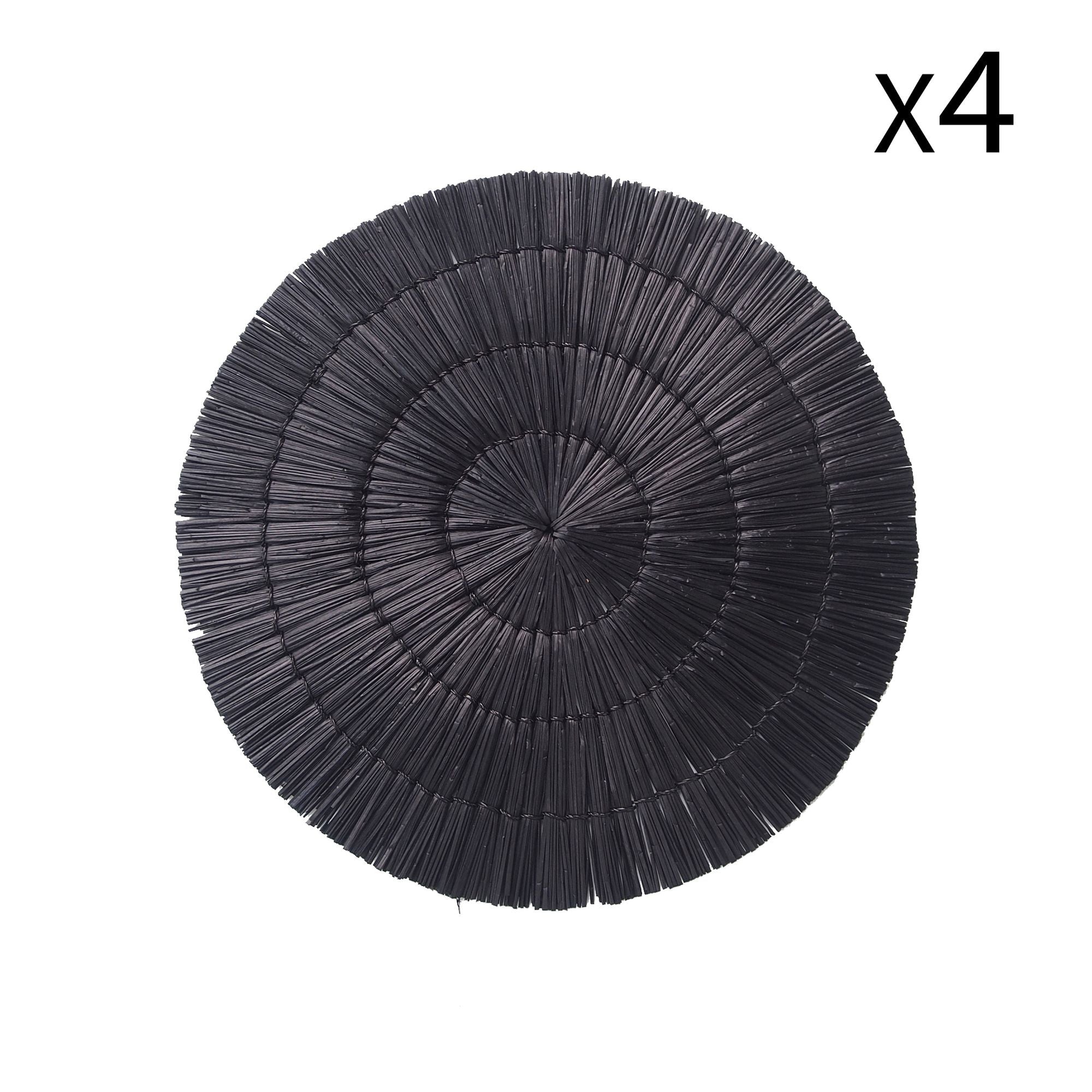 Set of 4 Paros Placemats - Black Rattan