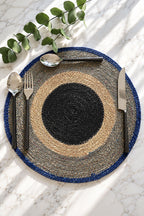 Luna – Rundes Tischset – Seegras – Blau