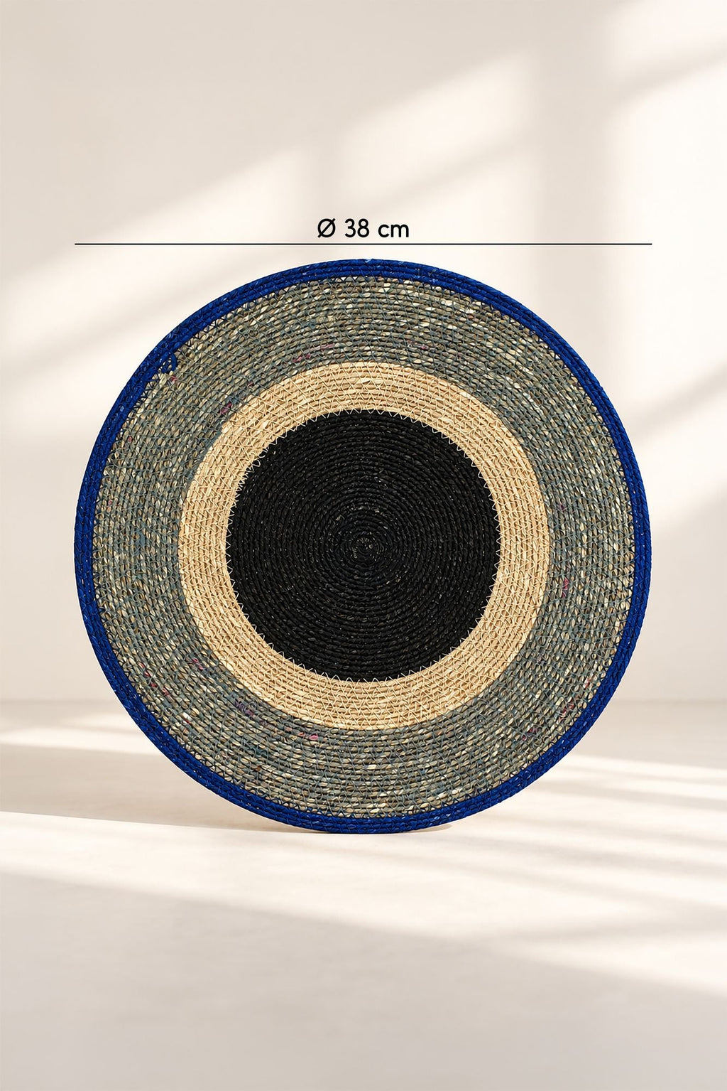 Luna – Rundes Tischset – Seegras – Blau