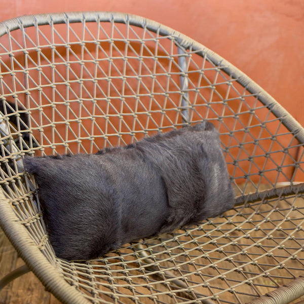 Coussin Goat En Véritable Poils De Chèvre - Frisés Gris