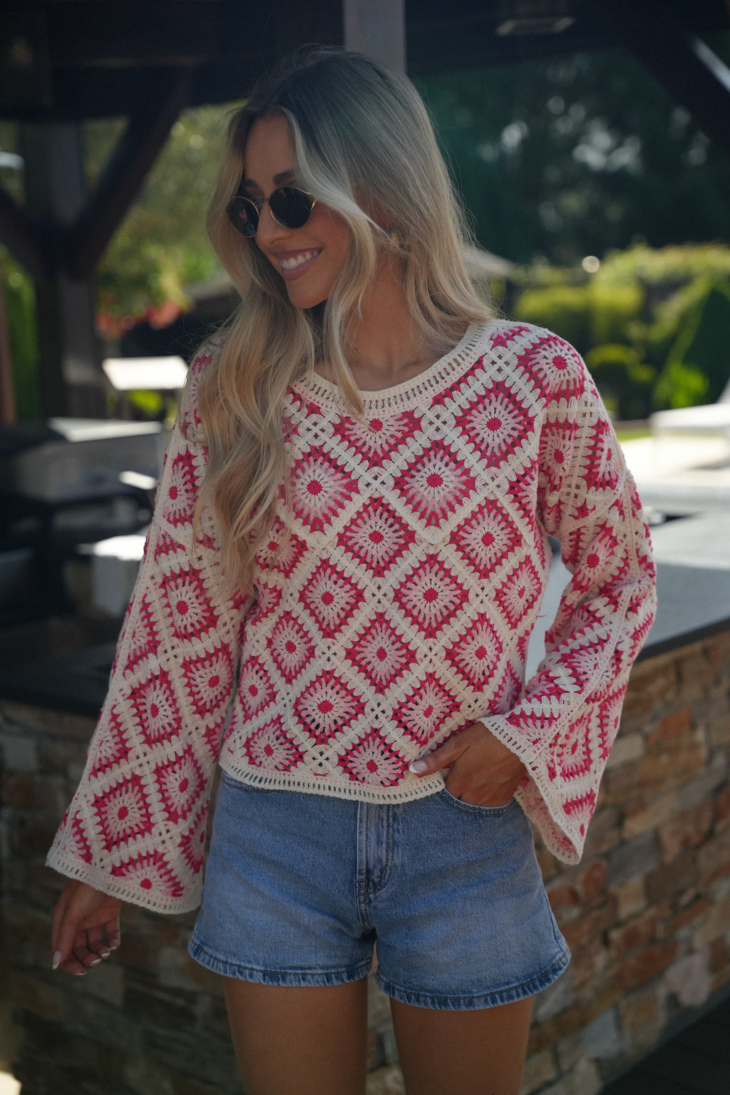 Blouse En Crochet Fidji - Rouge