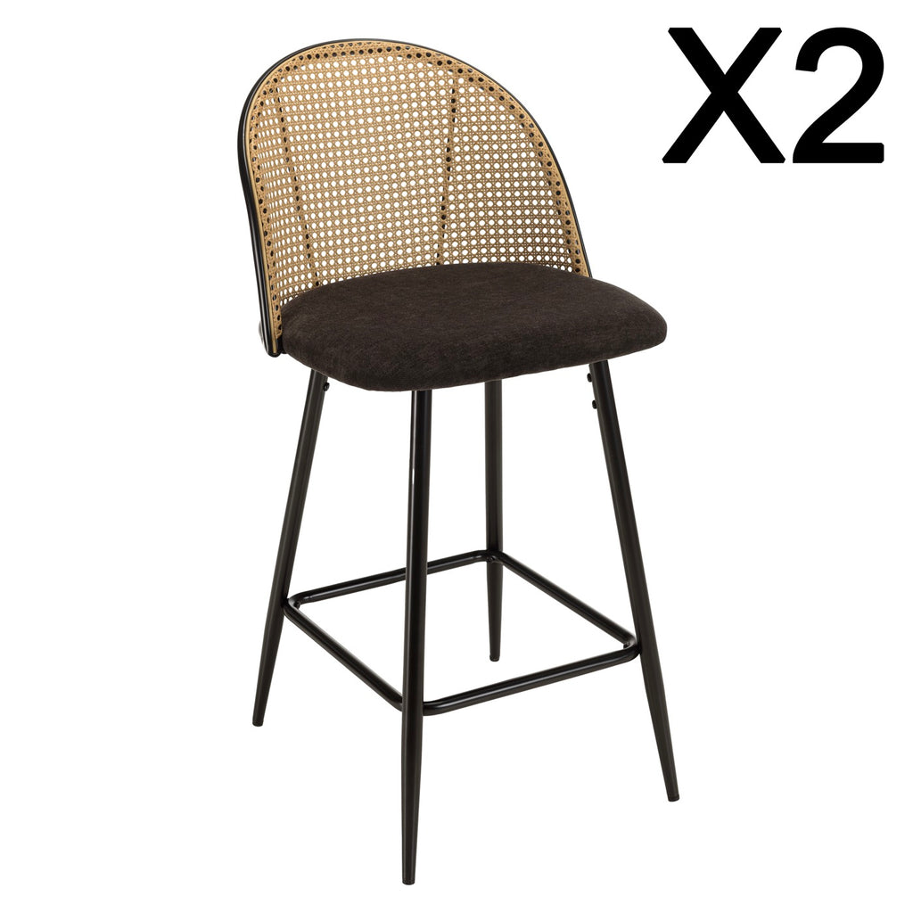 Sæt med 2 barstole - Lea - Lyst træ/Sort