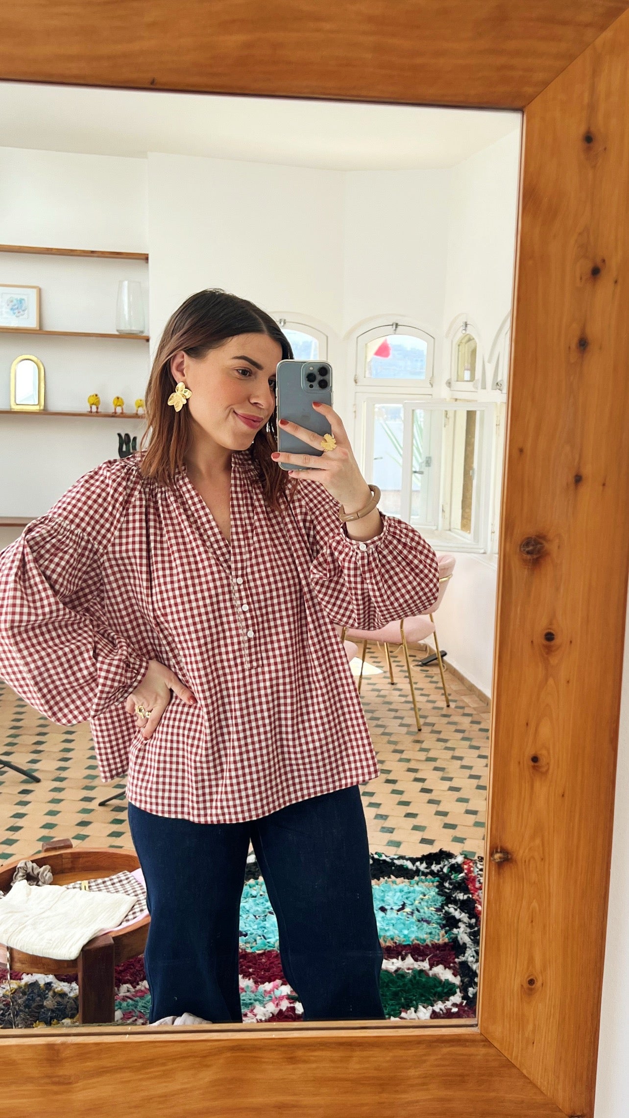Blusa de cuadros rojos Clothilde