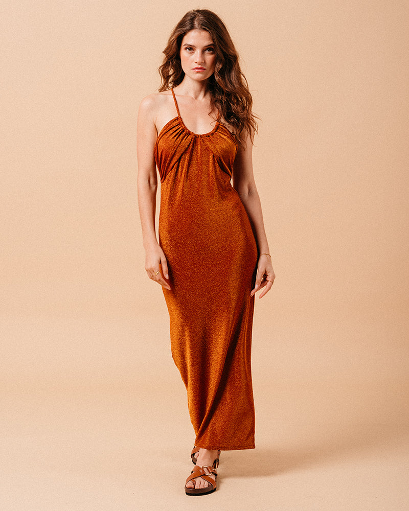 VESTIDO LARGO LADRILLO MILA LADRILLO