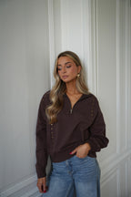 Victoria Studded Sweatshirt - Chocolate