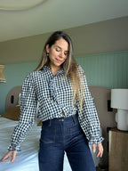 Léonor Blusa Vichy Azul Marino