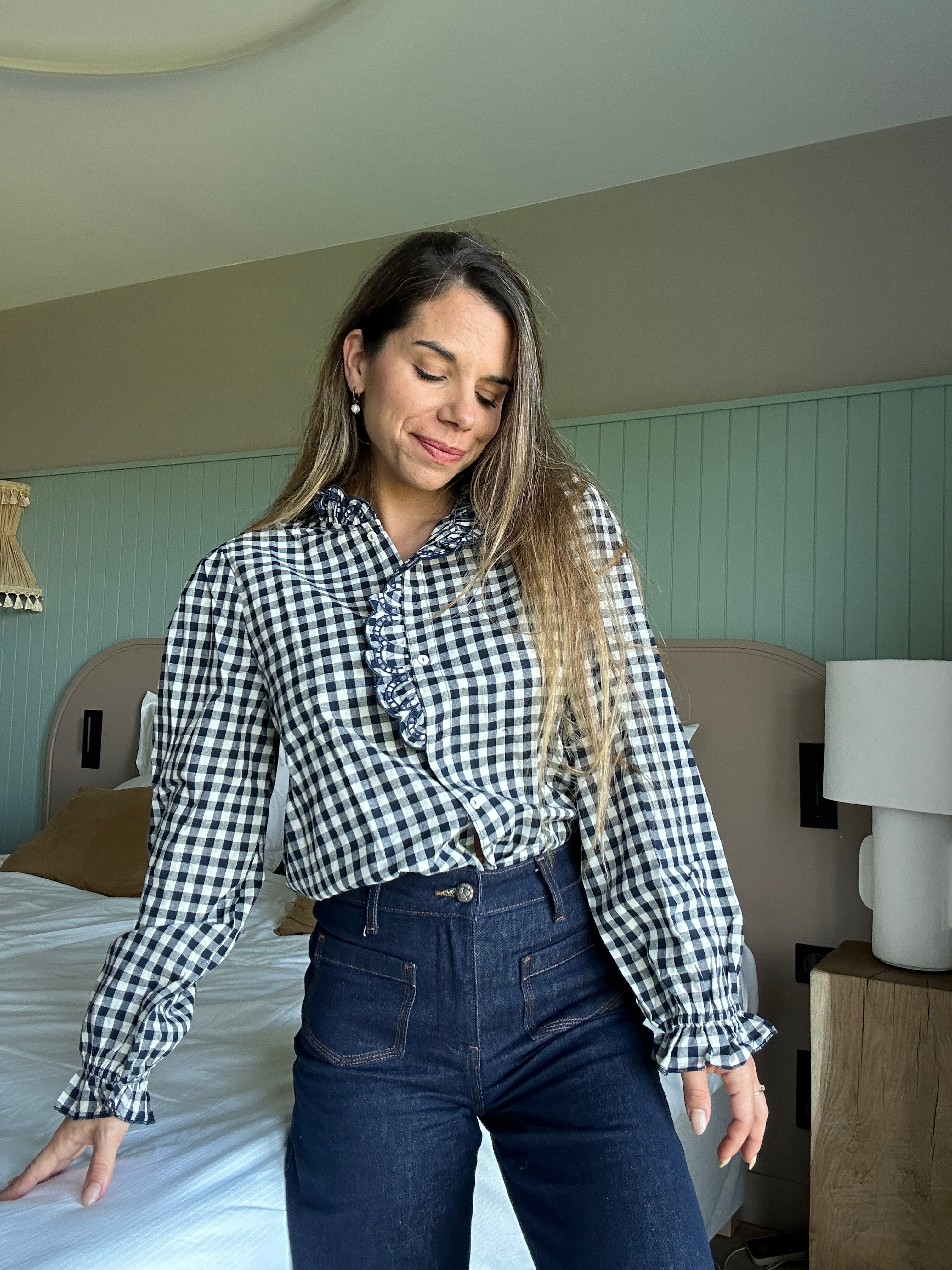 Léonor Blusa Vichy Azul Marino