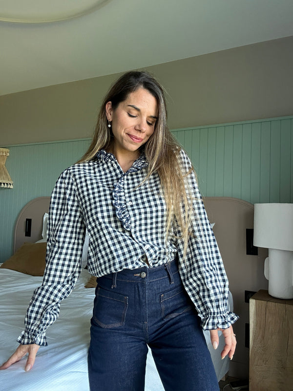 Léonor Blusa Vichy Azul Marino