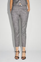 Le Pantalon Silvana Tartan Paillettes Gris