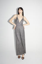 The Juliette Tartan Sequins Jumpsuit Gray