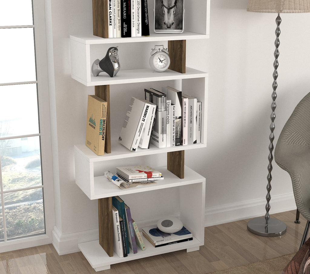 Blok Bookcase - White / Walnut