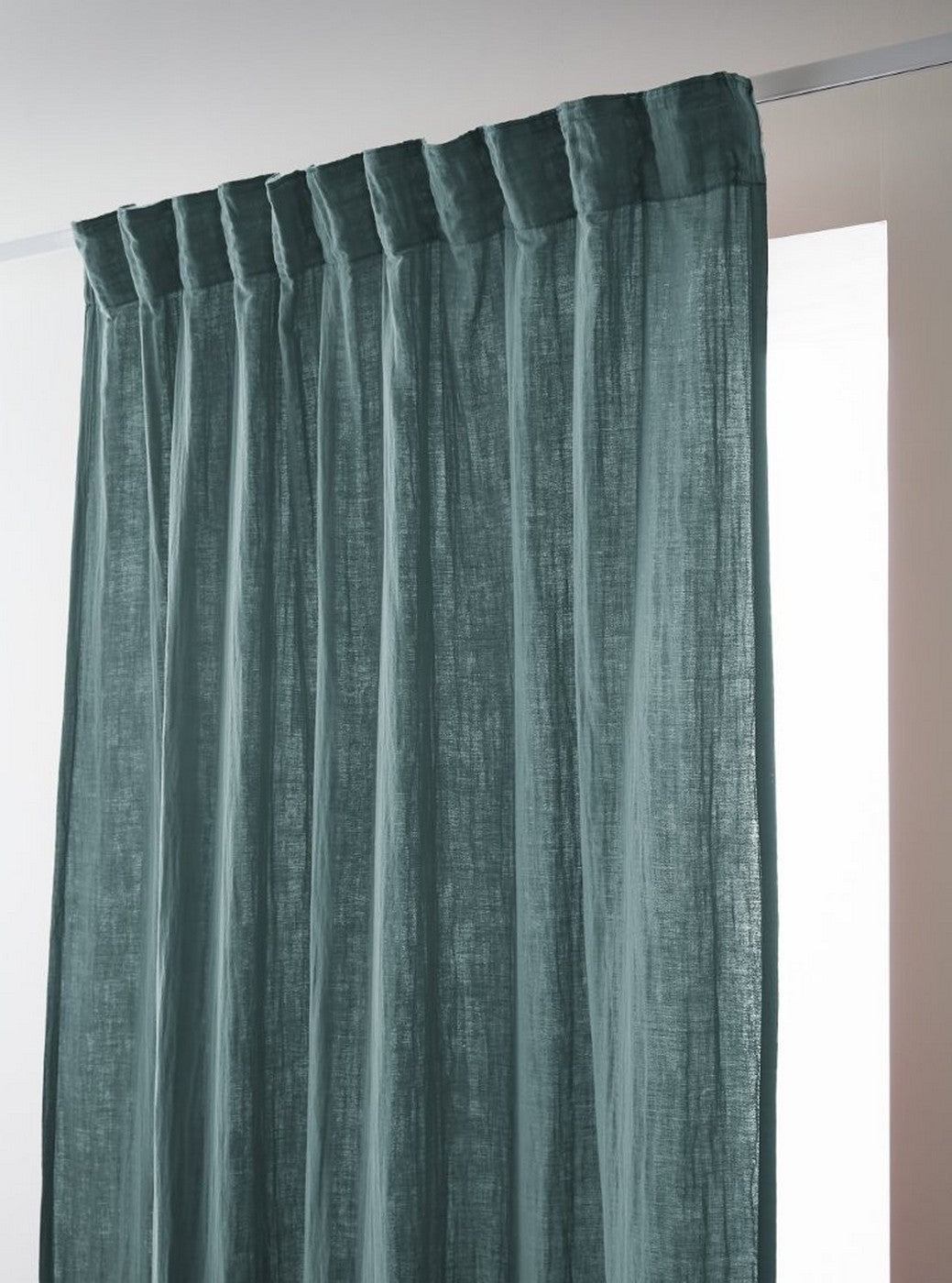 Gaïa - Gathered Heading Curtain - Plain Double Cotton Gauze - Duck-Egg Blue
