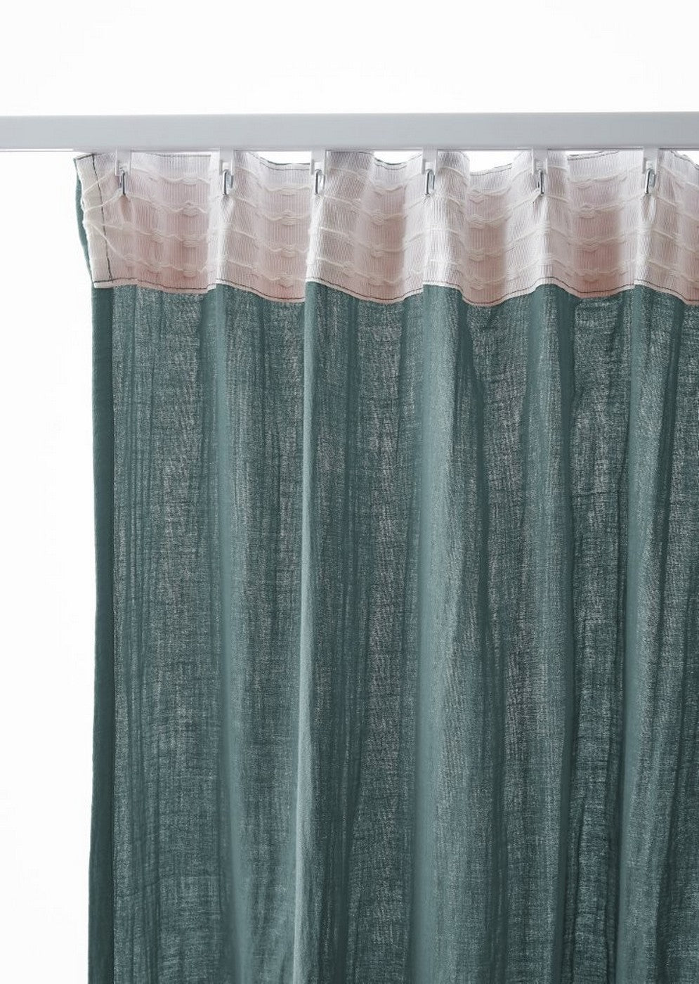 Gaïa - Gathered Heading Curtain - Plain Double Cotton Gauze - Duck-Egg Blue