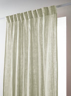 Gaïa - Gathered Heading Tape Curtain - Plain Double Cotton Gauze - Water Green