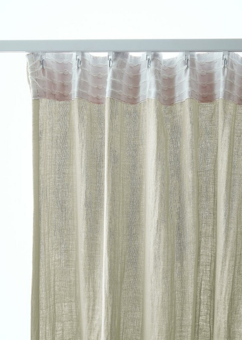 Gaïa - Gathered Heading Tape Curtain - Plain Double Cotton Gauze - Water Green