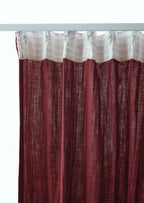 Gaïa - Gathered Heading Tape Curtain - Plain Double Cotton Gauze - Wine Lees