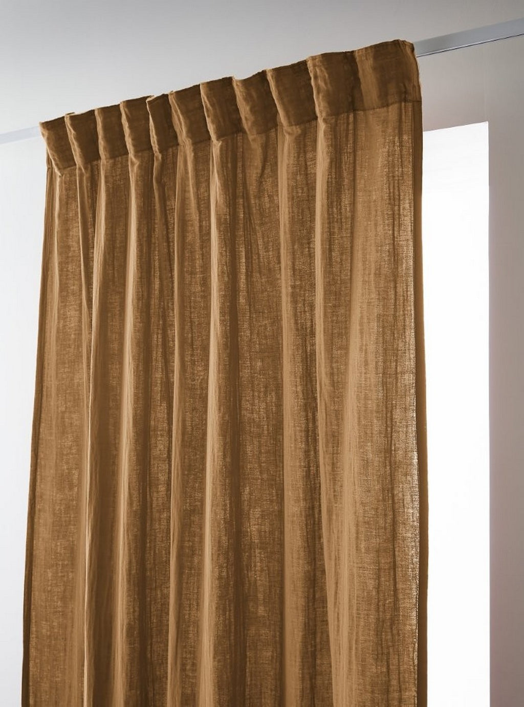 Gaïa - Rideau Galon Fronceur - Double Gaze De Coton Unie - Camel