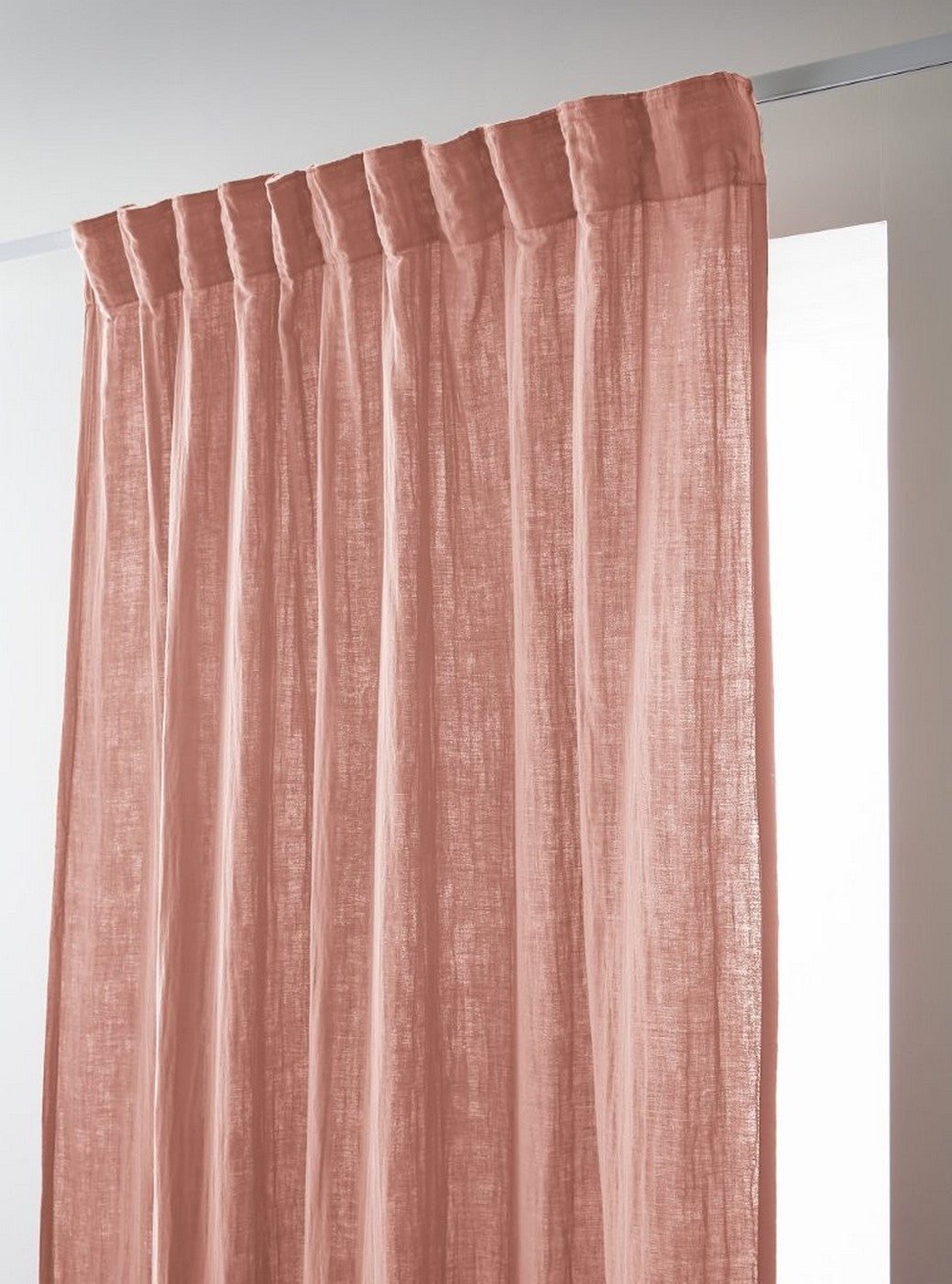 Gaïa - Rideau Galon Fronceur - Double Gaze De Coton Unie - Rose Pêche