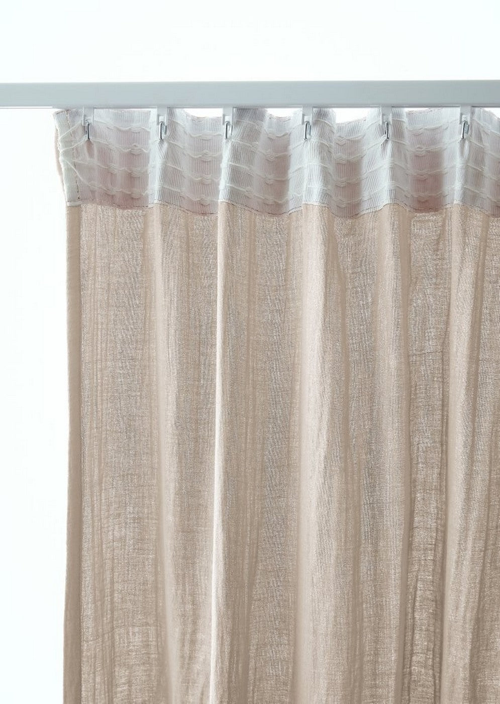 Gaïa - Rideau Galon Fronceur - Double Gaze De Coton Unie - Pampa