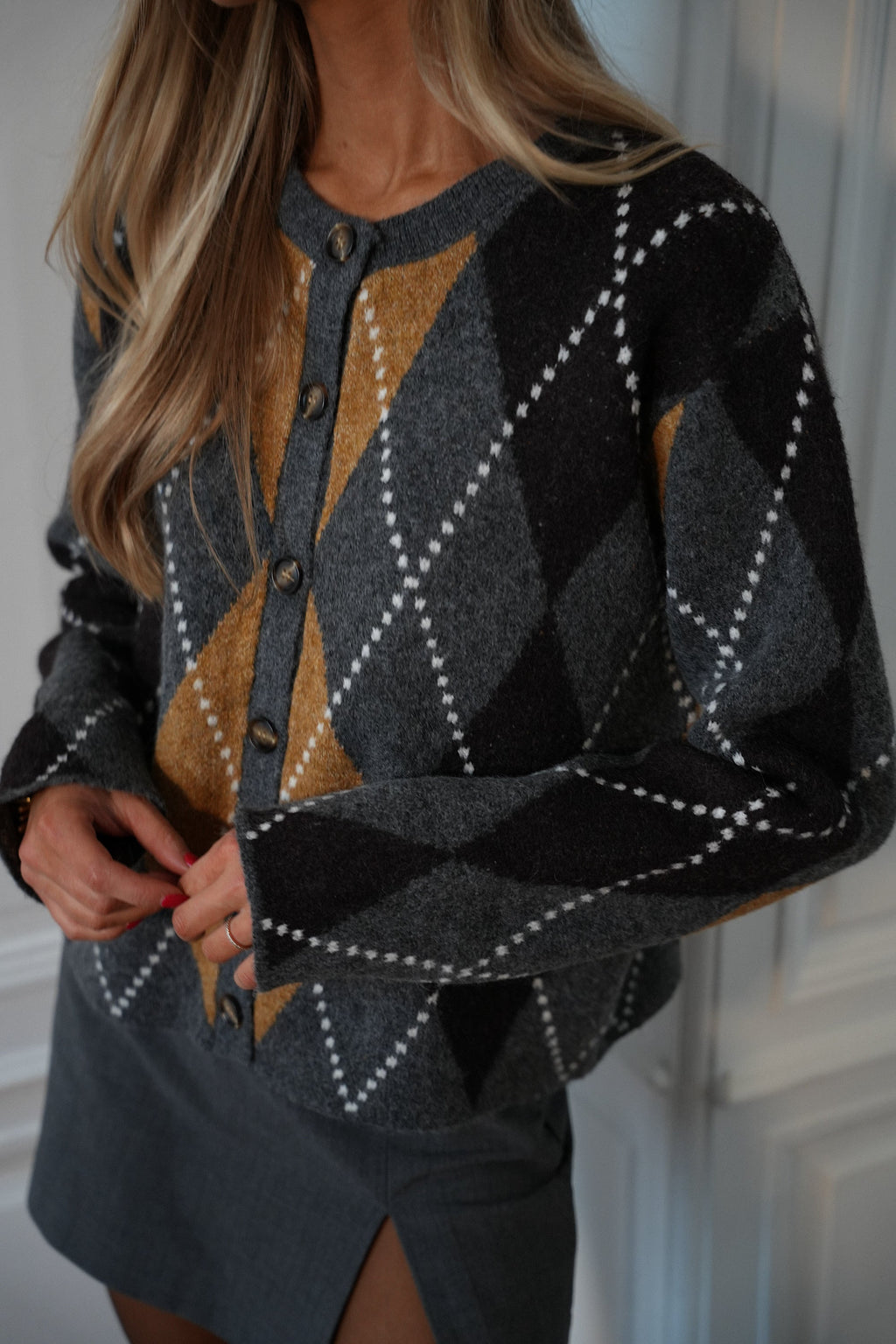 Vita Losanges Cardigan - Dark Grey