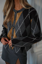 Vita Losanges Cardigan - Dark Grey