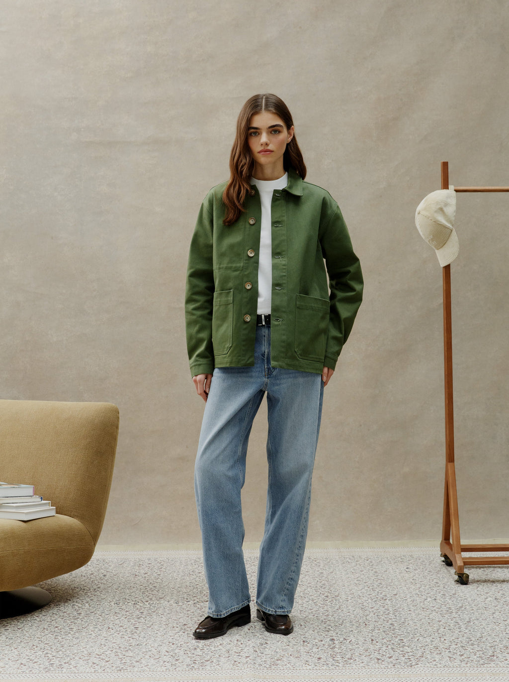Unisex Embroidered Jacket Painter Olive