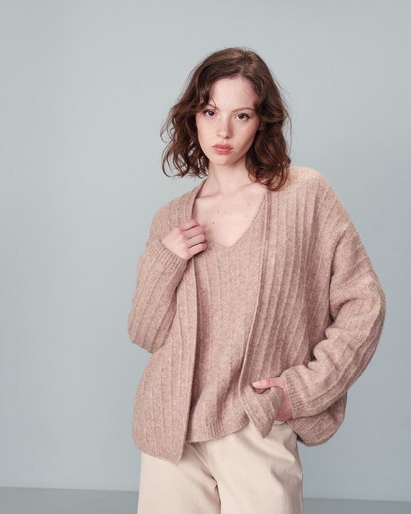 TAUPEMÖNSTRAD CARDIGAN NANDO TAUPE