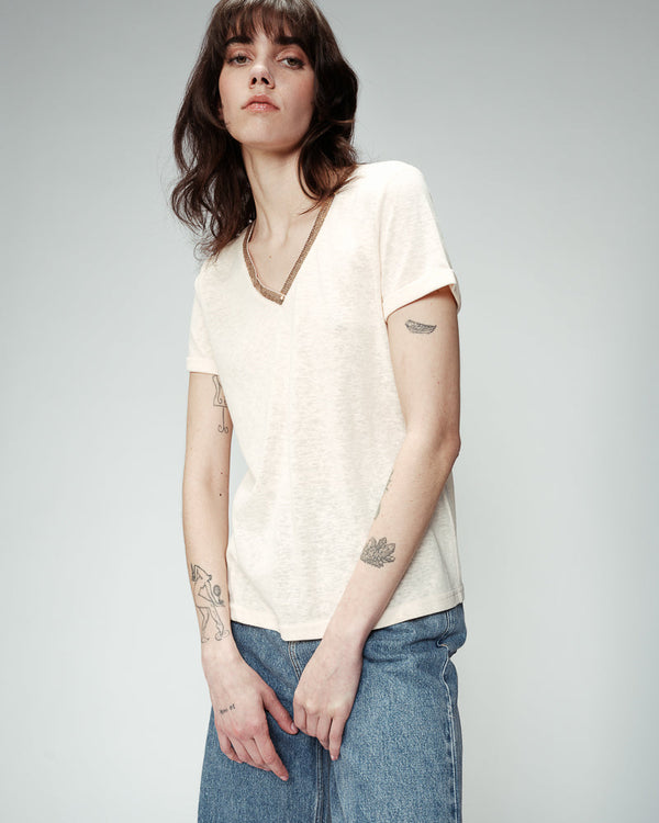 T-SHIRT BEŻOWY ODELIE BEŻOWY
