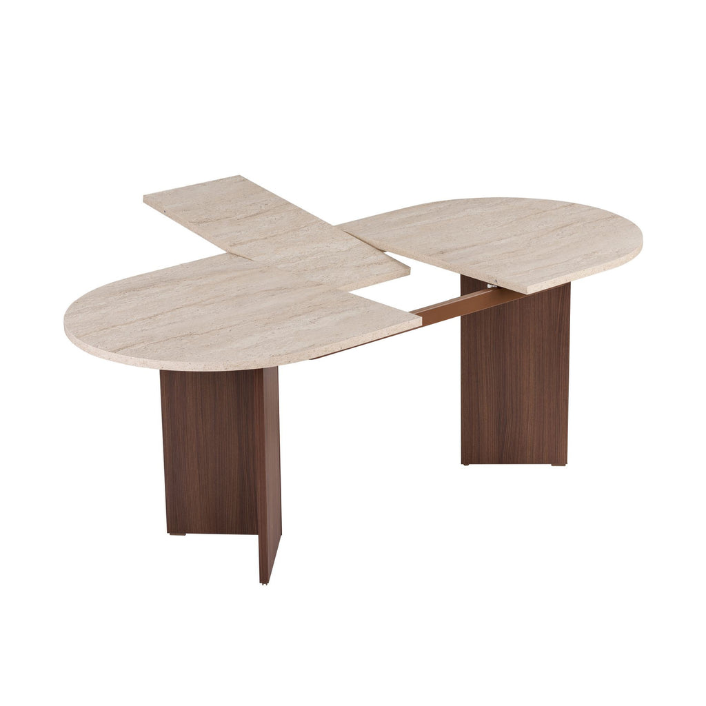 Sorell Extendable Dining Tables - Travertine / Milano Walnut