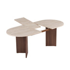 Sorell Extendable Dining Tables - Travertine / Milano Walnut