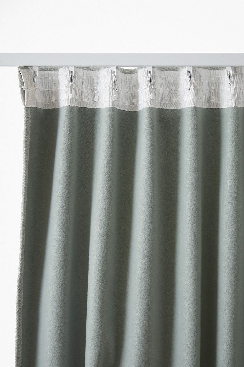 Bjorn - Blackout Curtain with Gathered Heading Tape + Fleece - Polyester - Eucalyptus