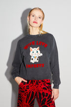 Sweatshirt Eddie Lucky Cat Black - Schwarz