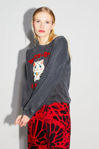 Sweatshirt Eddie Lucky Cat Black - Schwarz