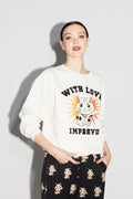 Le Sweatshirt Eddie Lucky Cat Blanc