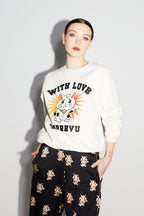 Le Sweatshirt Eddie Lucky Cat Blanc
